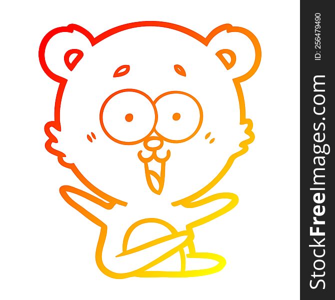 warm gradient line drawing of a laughing teddy  bear cartoon