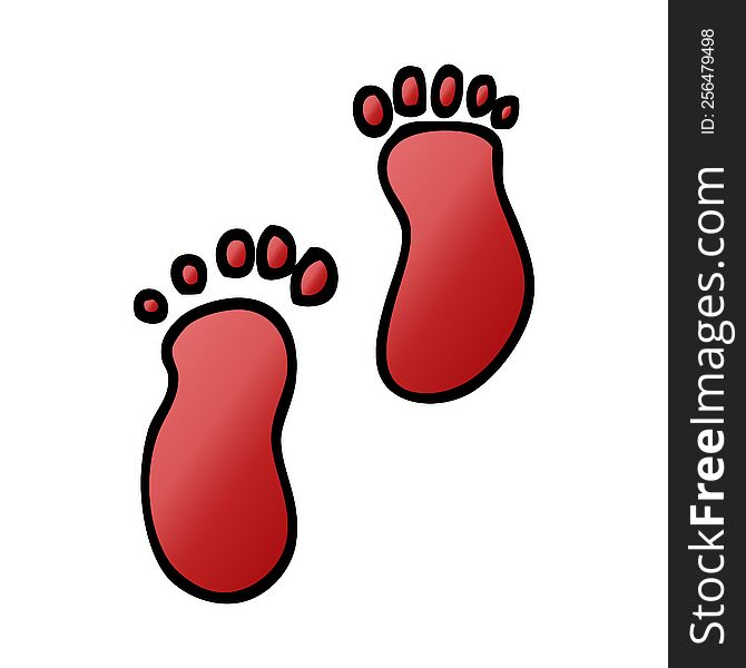 Vector Gradient Illustration Cartoon Foot Prints