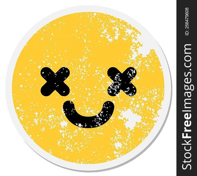 Happy Cross Face Circular Sticker