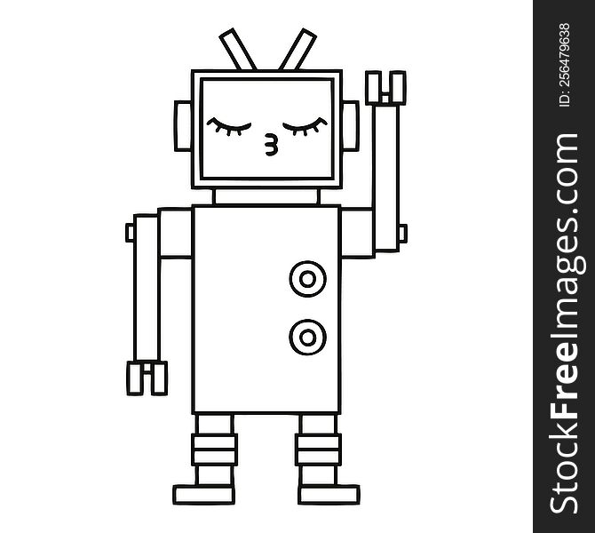 Line Drawing Cartoon Robot