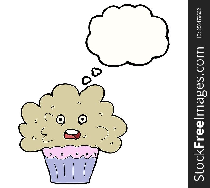 Cartoon Big Cupcake With Thought Bubble