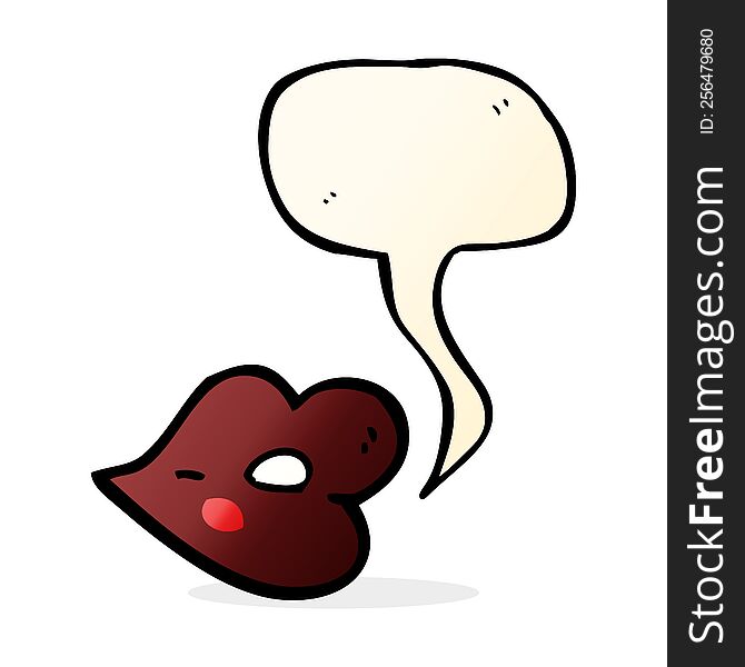 Cartoon Glossy Lips With Speech Bubble