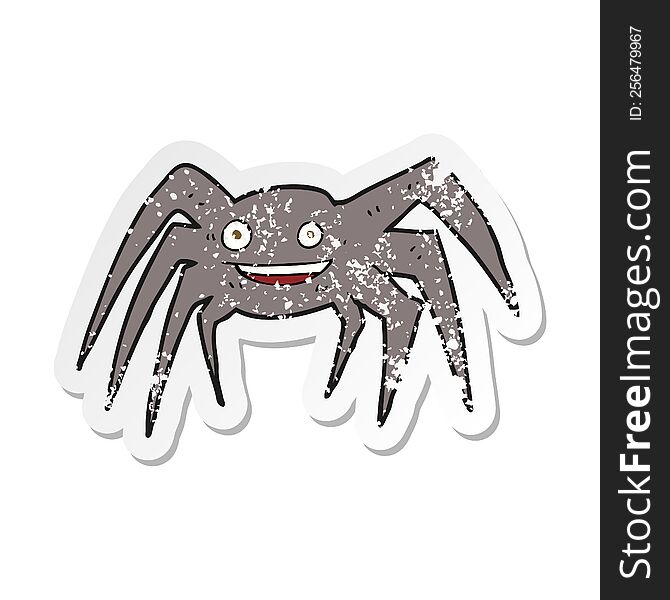 Retro Distressed Sticker Of A Cartoon Happy Spider