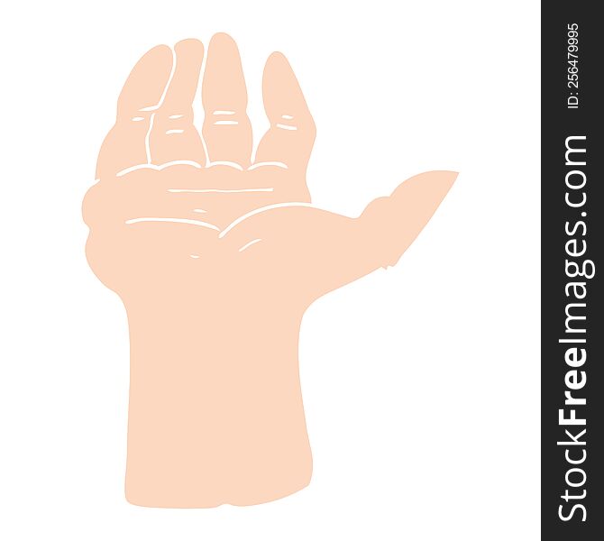 flat color illustration of open hand. flat color illustration of open hand