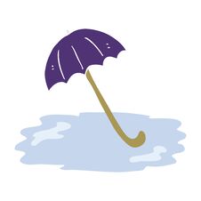 Flat Color Illustration Of A Cartoon Wet Umbrella Stock Images