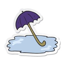Sticker Of A Cartoon Wet Umbrella Stock Image