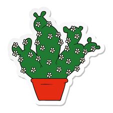 Sticker Of A Cartoon Potted Cactus Royalty Free Stock Photography
