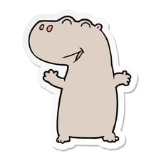 Sticker Of A Cartoon Hippopotamus Royalty Free Stock Image