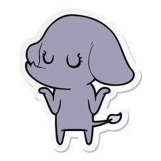 Free Sticker Of A Cute Cartoon Elephant Shrugging Shoulders Stock Photo - 256487760