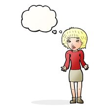Free Cartoon Woman Shrugging Shoulders With Thought Bubble Stock Photo - 256488110