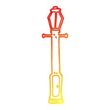 Warm Gradient Line Drawing Cartoon Lamp Post Stock Photo
