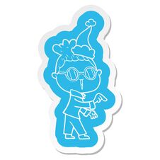 Cartoon Sticker Of A Woman Wearing Spectacles Wearing Santa Hat Stock Photo Cartoon Sticker Of A Woman Wearing Spectacles Wearing Santa Hat Stock Photo