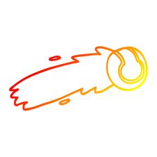 Warm Gradient Line Drawing Cartoon Flying Tennis Ball Royalty Free Stock Photography
