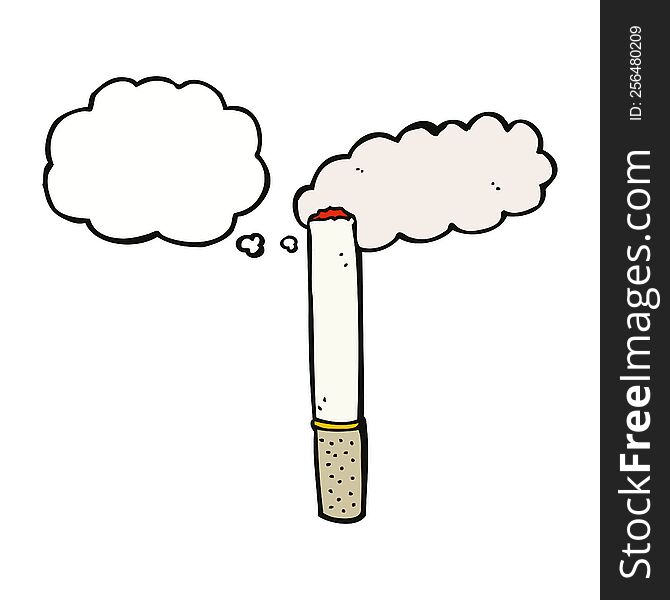 cartoon cigarette with thought bubble