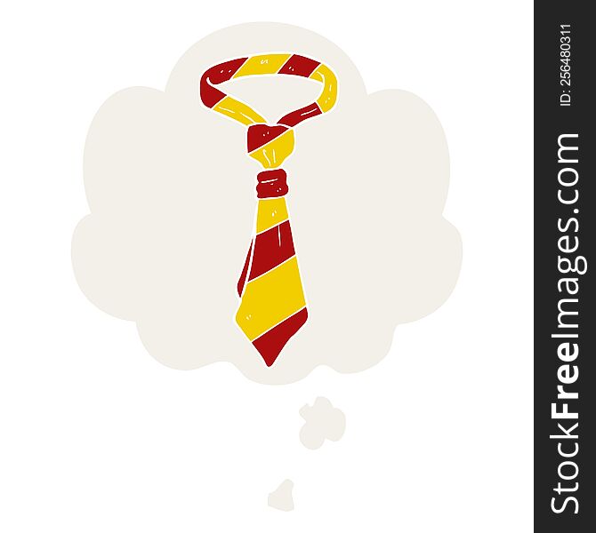 cartoon office tie with thought bubble in retro style
