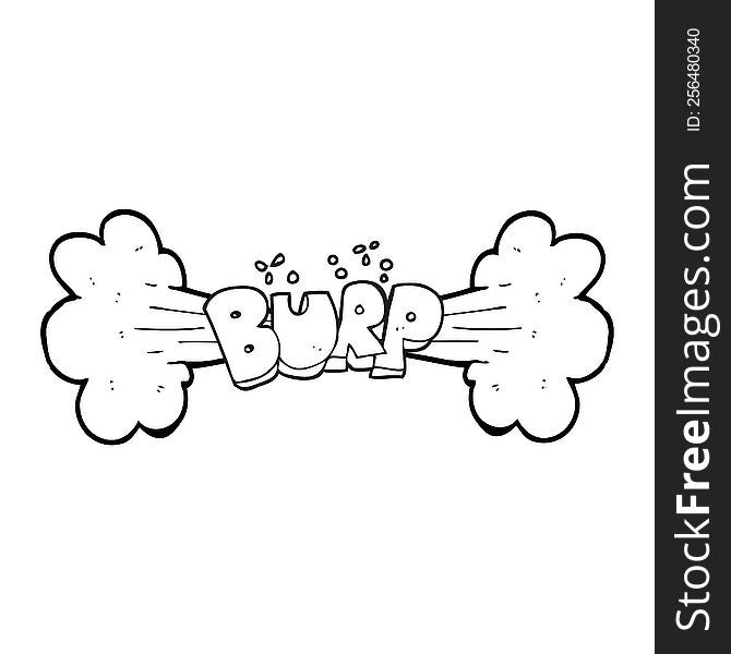 freehand drawn black and white cartoon burp symbol