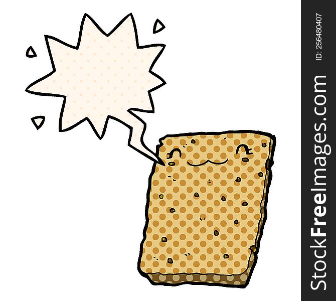 Cartoon Biscuit And Speech Bubble In Comic Book Style