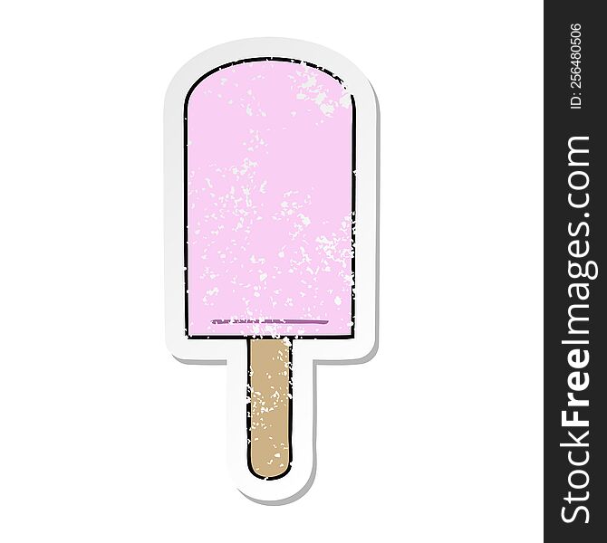 Distressed Sticker Of A Quirky Hand Drawn Cartoon Ice Lolly