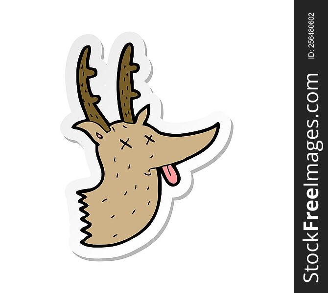 Sticker Of A Cartoon Deer Head