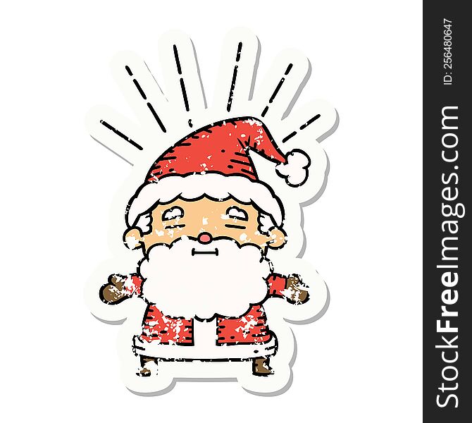 Grunge Sticker Of Tattoo Style Santa Claus Christmas Character