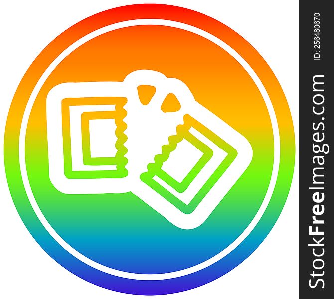 movie ticket circular icon with rainbow gradient finish. movie ticket circular icon with rainbow gradient finish