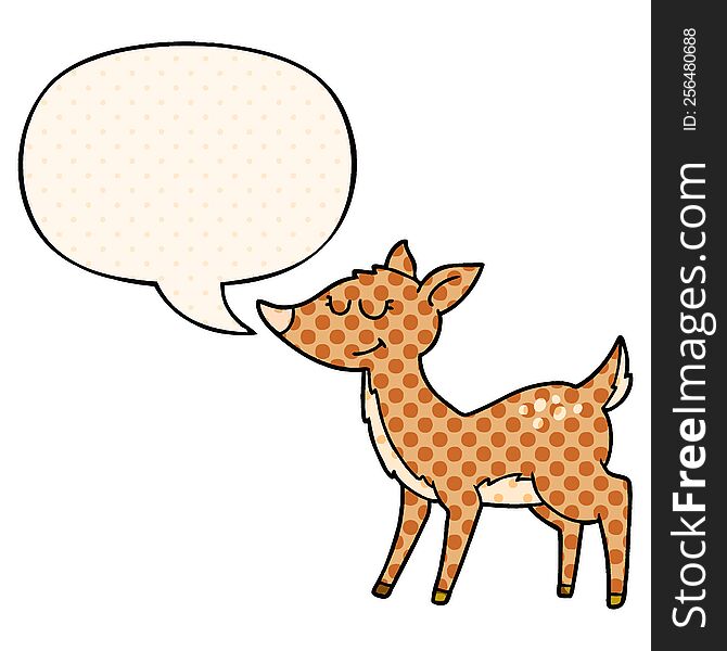 Cartoon Deer And Speech Bubble In Comic Book Style