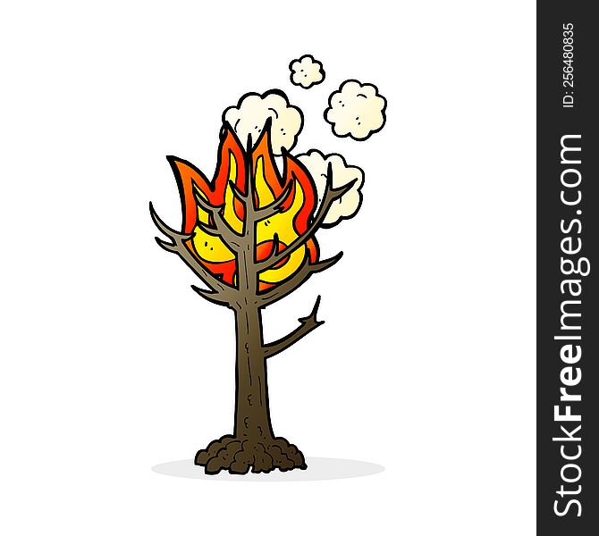 cartoon burning tree