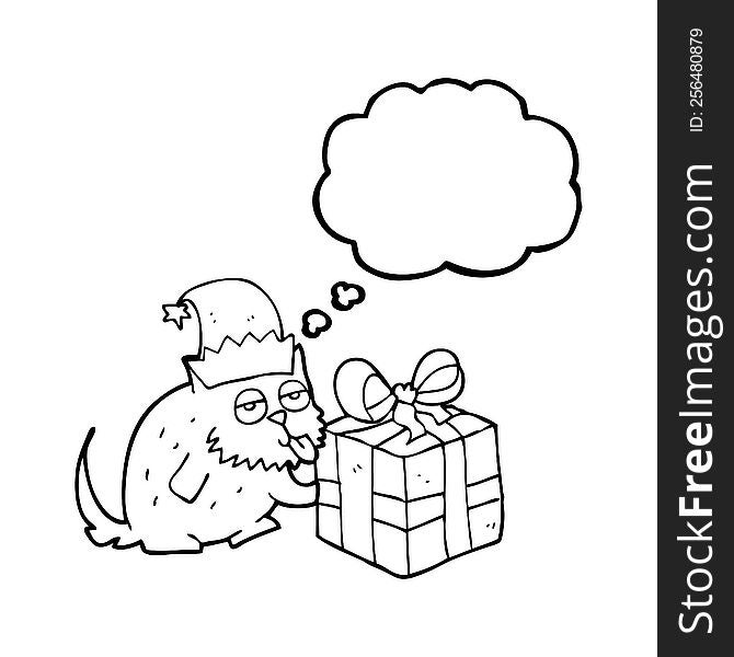 Thought Bubble Cartoon Cat With Present