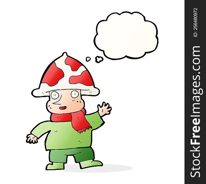 Cartoon Mushroom Man With Thought Bubble