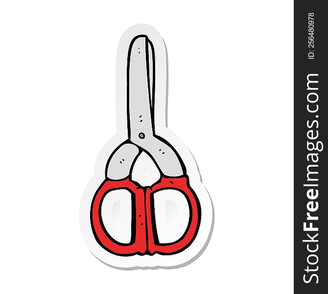 Sticker Of A Cartoon Scissors