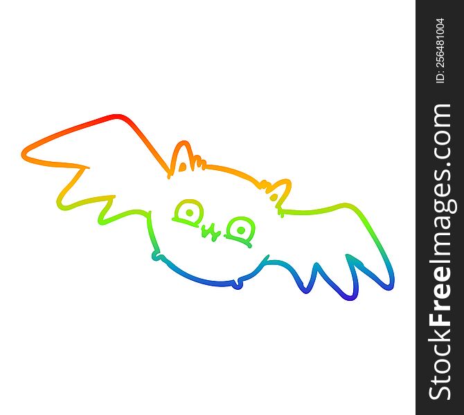 Rainbow Gradient Line Drawing Vampire Halloween Bat