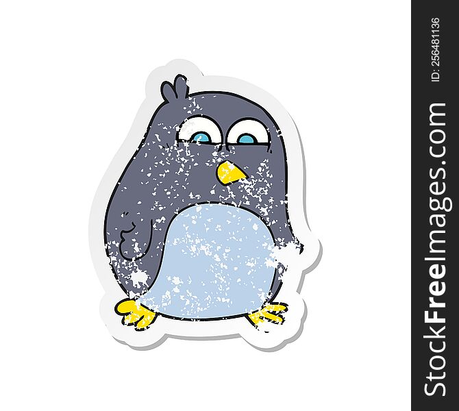 Retro Distressed Sticker Of A Cartoon Penguin
