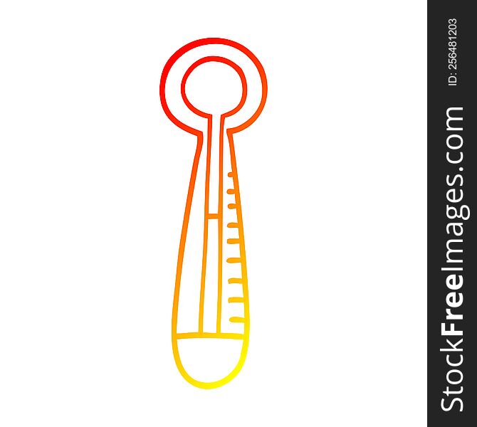 Warm Gradient Line Drawing Cartoon Medical Thermometer