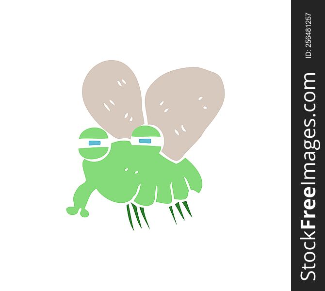 Flat Color Illustration Of A Cartoon Fly