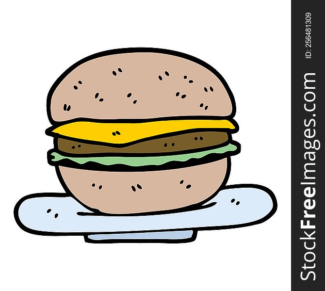 Hand Drawn Doodle Style Cartoon Burger