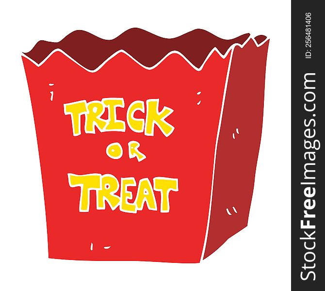 flat color illustration of a cartoon trick or treat bag