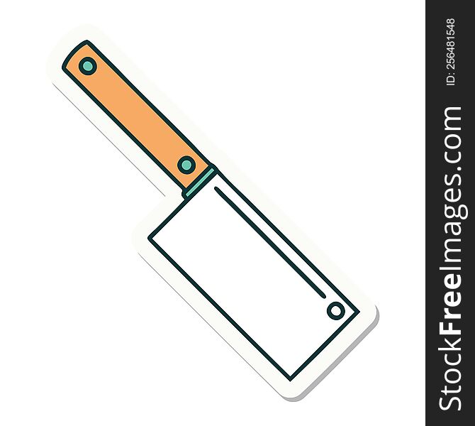 Tattoo Style Sticker Of A Meat Cleaver