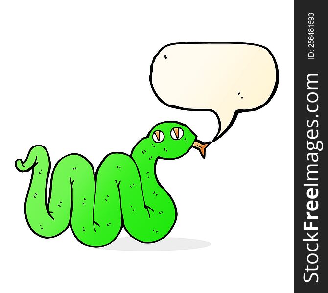 Funny Cartoon Snake With Speech Bubble