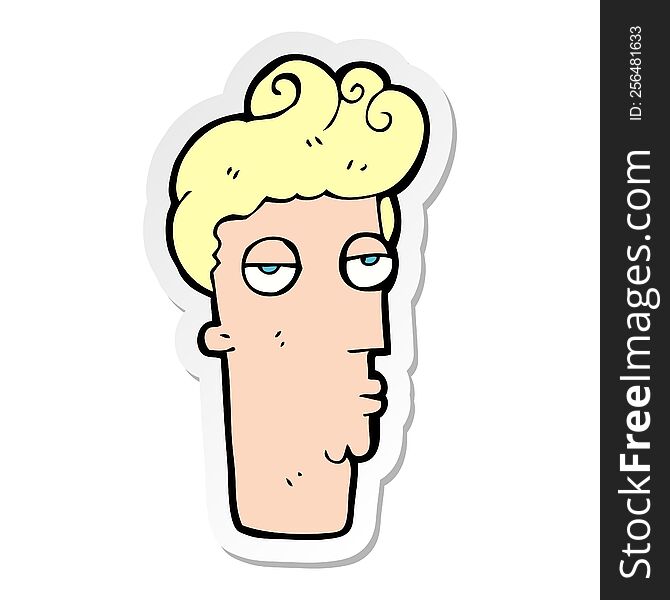 sticker of a cartoon bored mans face