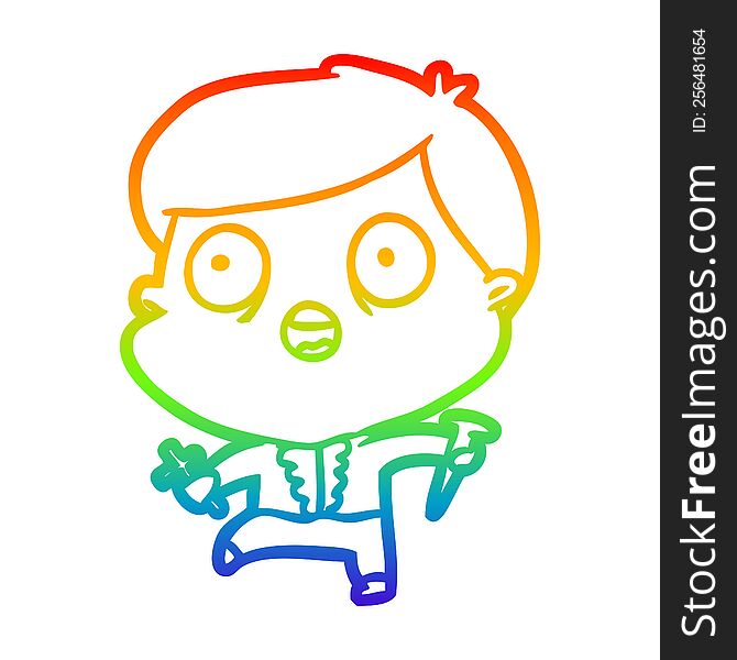 rainbow gradient line drawing of a frightened man hunting halloween vampires