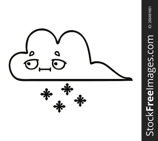 Line Drawing Cartoon Snow Cloud