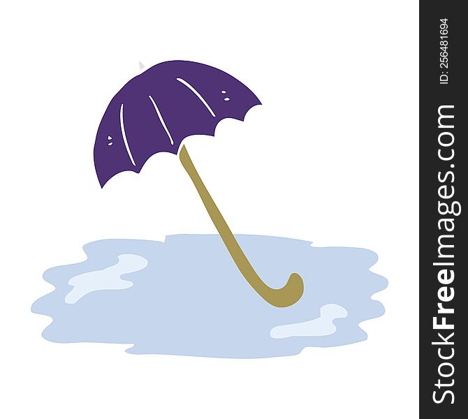 flat color illustration of a cartoon wet umbrella