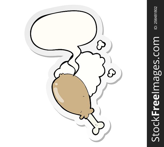 Cartoon Chicken Leg And Speech Bubble Sticker