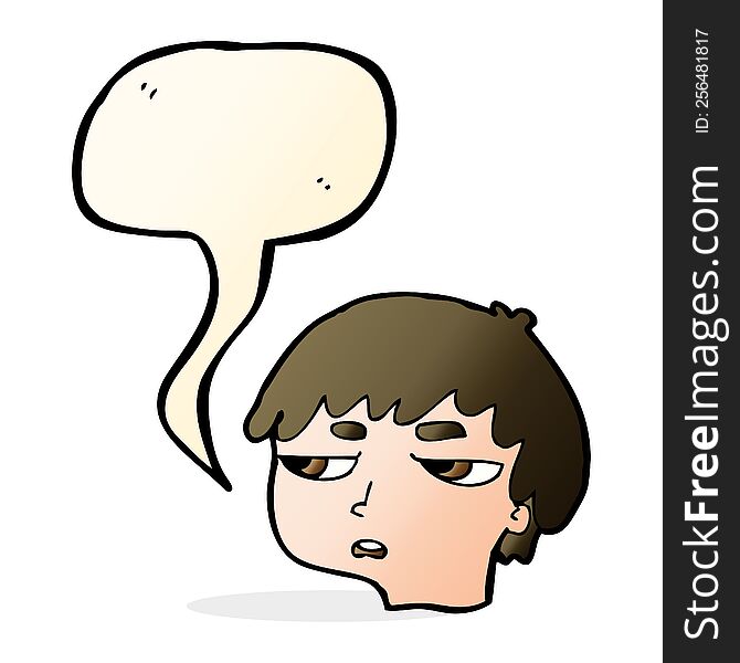 Cartoon Annoyed Boy With Speech Bubble