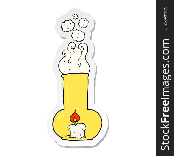 Sticker Of A Cartoon Old Glass Lamp And Candle