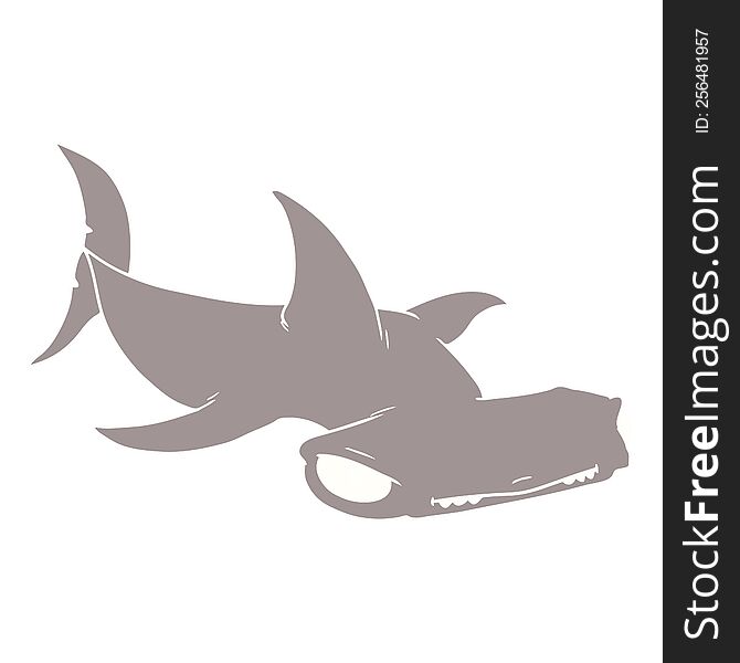 flat color style cartoon hammerhead shark
