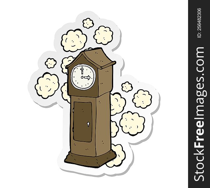 sticker of a cartoon dusty old grandfather clock