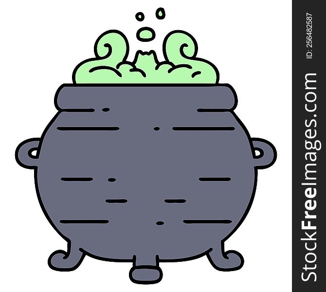 cartoon cauldron bubbling and brimming with magical potions. cartoon cauldron bubbling and brimming with magical potions
