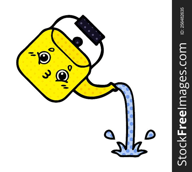 comic book style cartoon of a pouring kettle