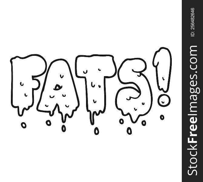 black and white cartoon fats word text